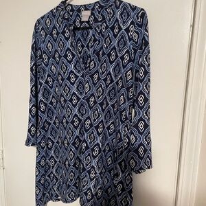 Chicos Navy Blue Geometric V-Neck Women's Tunic